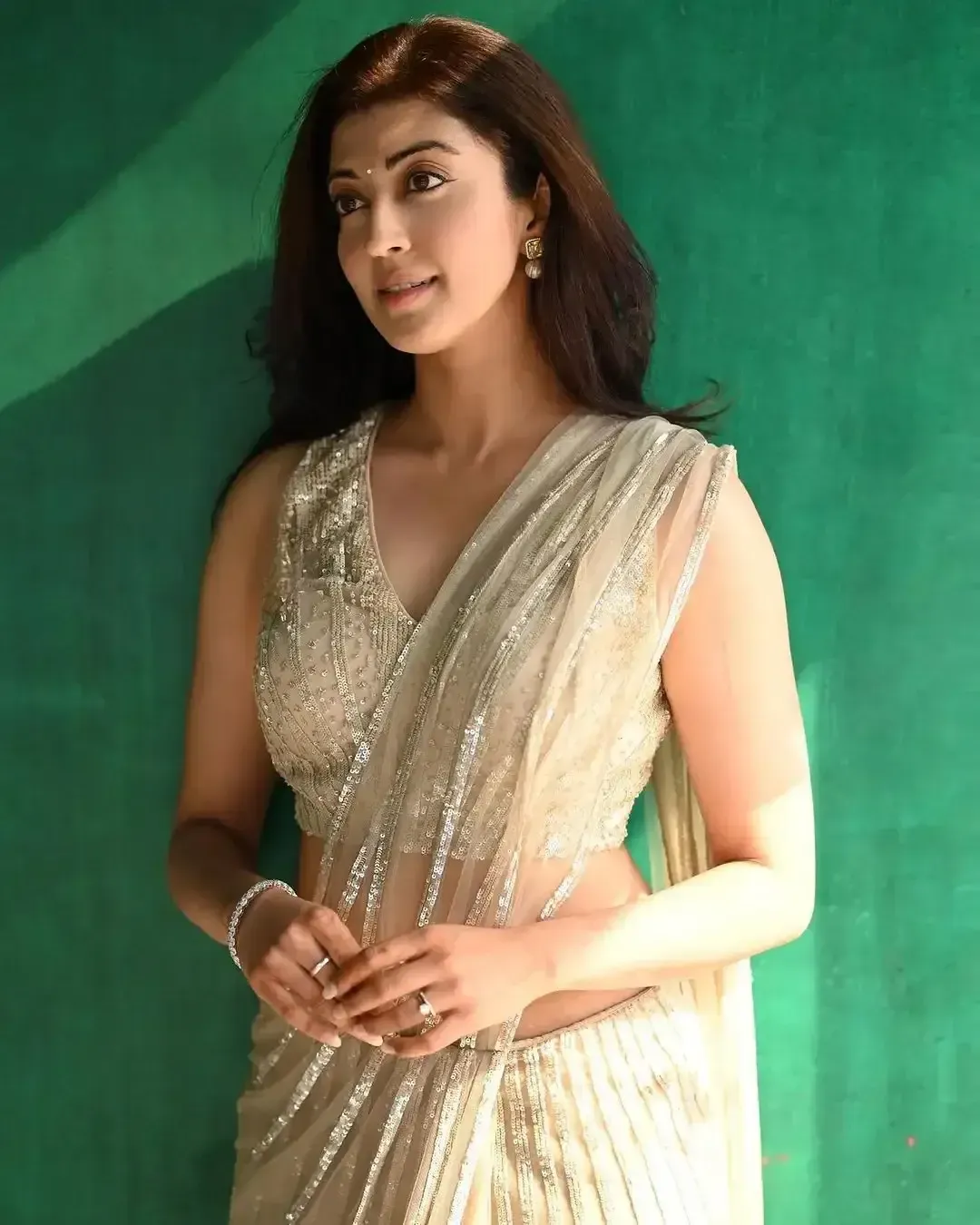 INDIAN GIRL PRANITHA SUBHASH PHOTO SHOOT IN GREEN SAREE 7